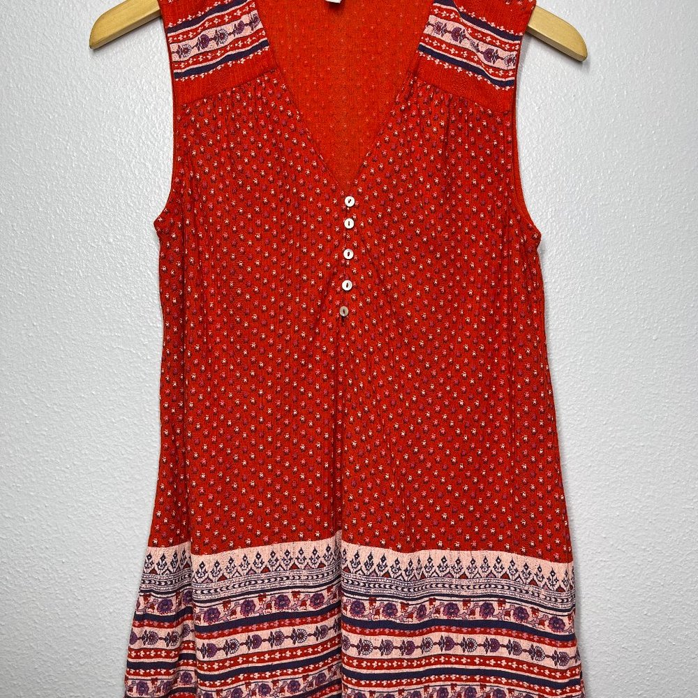 Lucky Brand Drop Needle Border Print Tank M
